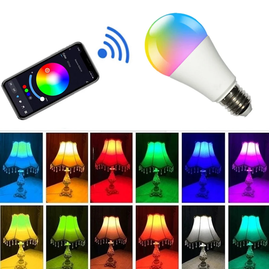 Smart LED Light Bulbs E27 Wireless Bluetooth 4.0 Tuya APP Control Dimmable 15W RGB + CW + WW Compatible IOS/Android