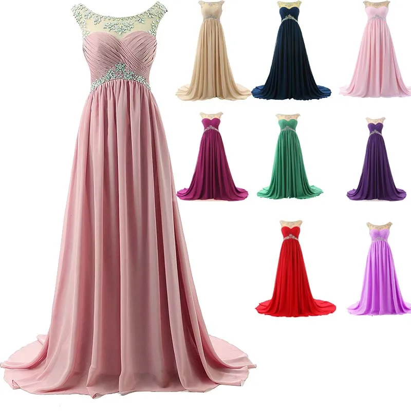 

A Line Blush vestido elegante mujer para invitada boda Beaded Chiffon Wedding Guest Dresses with Low Back Perfect Guest Dresses