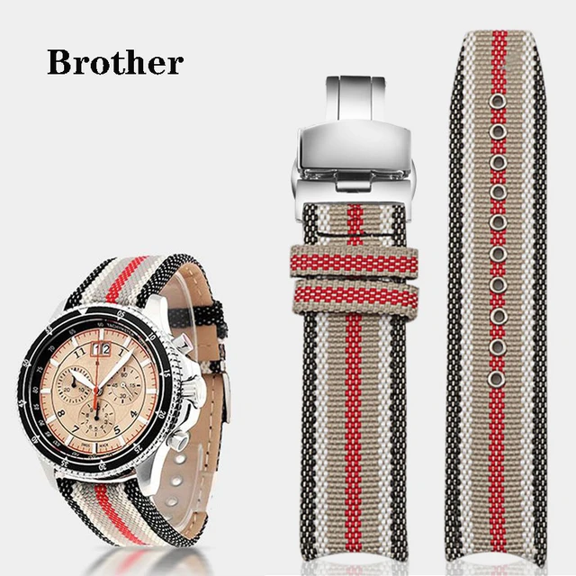 Nylon Watch Band for Burberry Bu7600 7601 7602 Canvas Men s Leather Curved End Watch Strap Accessories 22mm Wristband