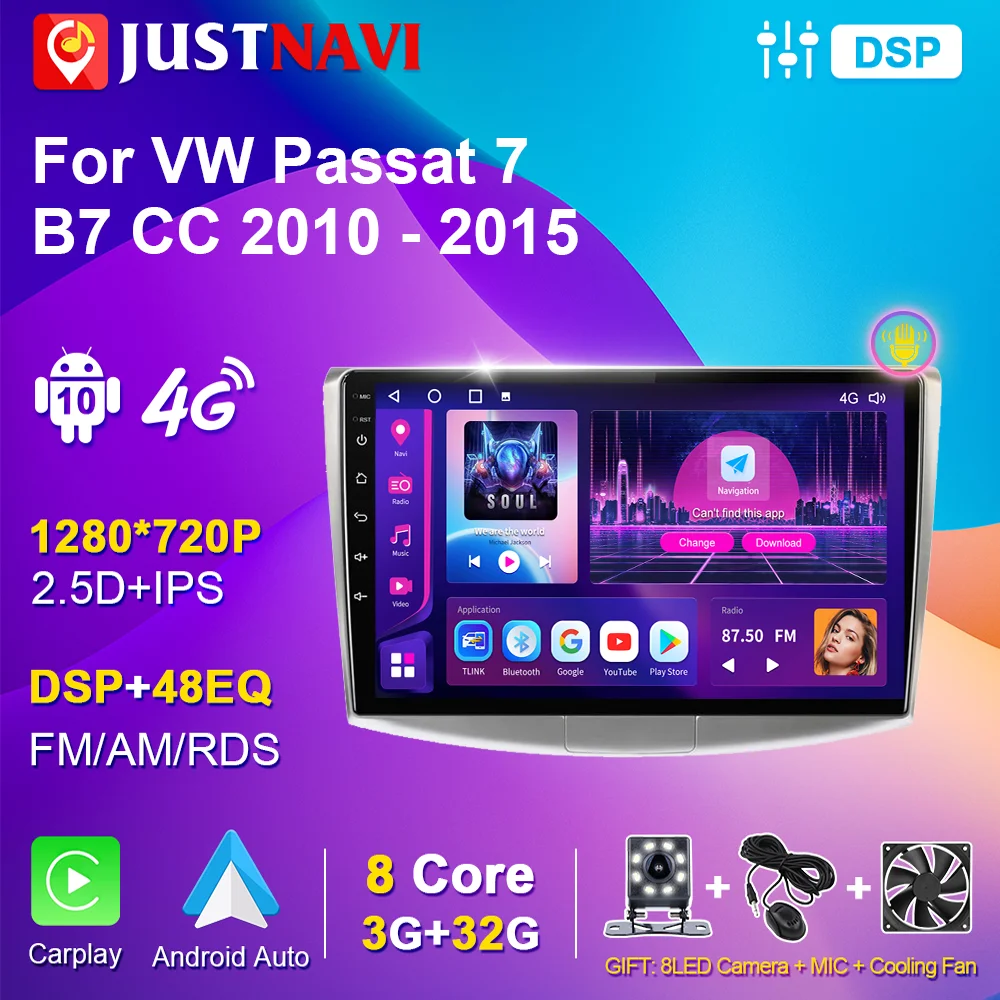 Justnavi Android Car Radio Ips Display For Vw Passat 7 B7 Cc 20102015