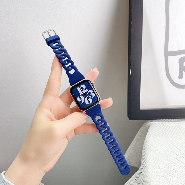 Style Strap38mm 42mm 40mm For Apple Watch Connected shape Link SE7 6 5 4 3 2 1 for iWatch 44mm 41/45mm Soft Silicone Band