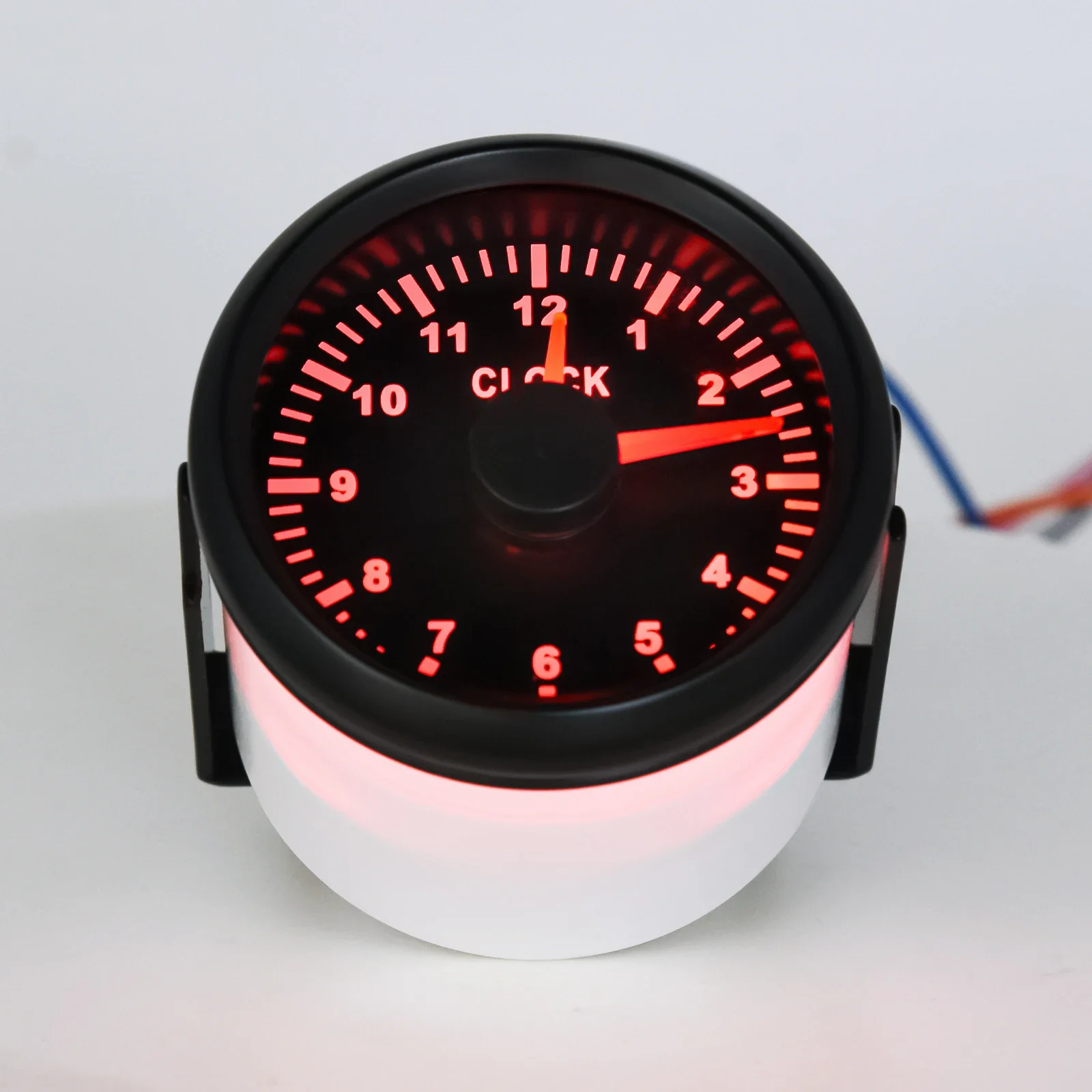 Car Clock 52mm Clock Gauge Red Backlight 0-12 Hours For Car Boat Yacht 9-32V