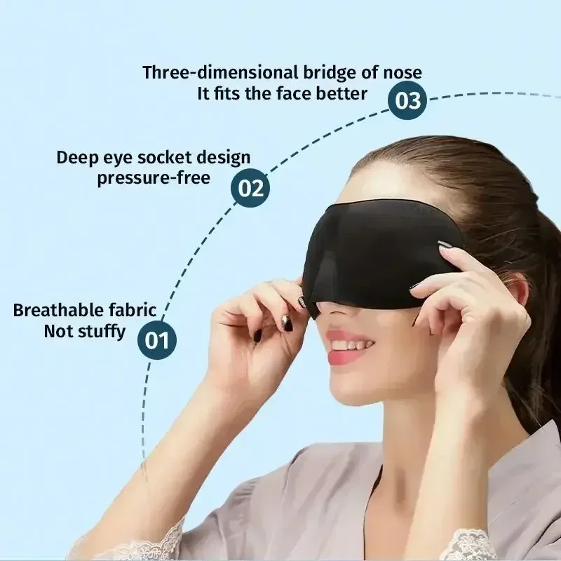 Maschera per Dormire, Mascherina per Occhi, Blocco Luce, Comfort Oculare, Benda Concava per Uomo e Donna, Ausilio per il Riposo Oculare, da Viaggio - immagine 4