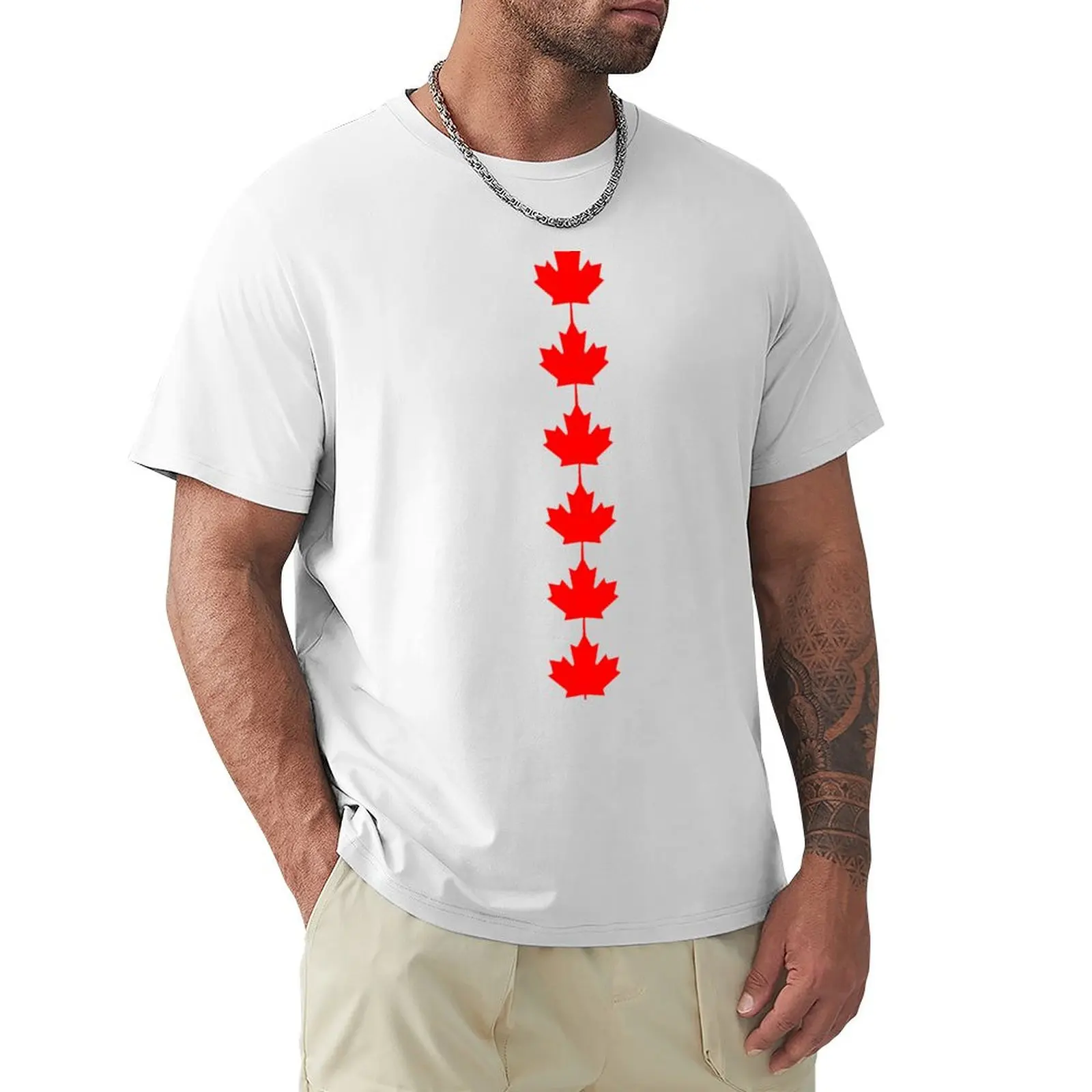 

Canada Flag Red Maple Leaf Motif Line Pattern T-shirt korean fashion sweat animal prinfor boys plus size tops Men's t-shirts