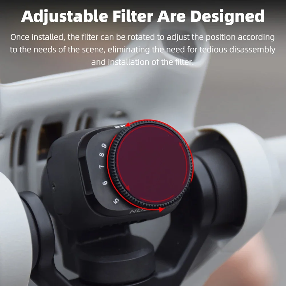 Lens Filters ND Filters Set VND Lens Filters For DJI Mini 3/3 Pro Drone VND4-32/64-512 Adjustable Optical Glass Variable ND Filters Camera Accessories