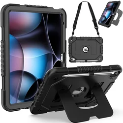 Rugged Stand Case with Shoulder Strap for iPad 10.9 2022 - 10th (Black - Black)