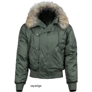 Giubbotti bomber termici caldi invernali da uomo Tattico retrò Air Force Bomber Cappotto Autunno imbottito in pelliccia Cappotti con cappuccio Abbigliamento da uomo 1