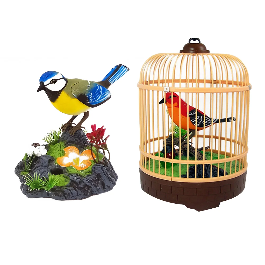 Kids Playset Singing Bird Cage Ornament Electric Sounding Voice Imitation Decorate Artificial Child Birds for children 3