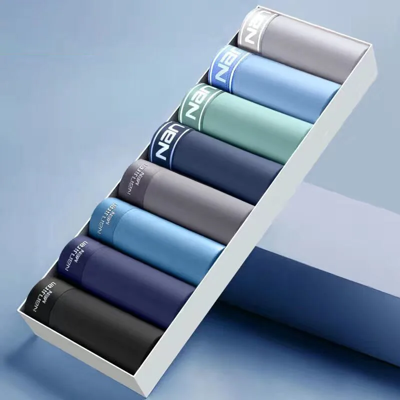 8pcs Men\'s Underwears Men Panties Ice Silk Breathable Sexy Male Boxer Soft Underpants Comfortable Plus Size Mens Underwear Boxer