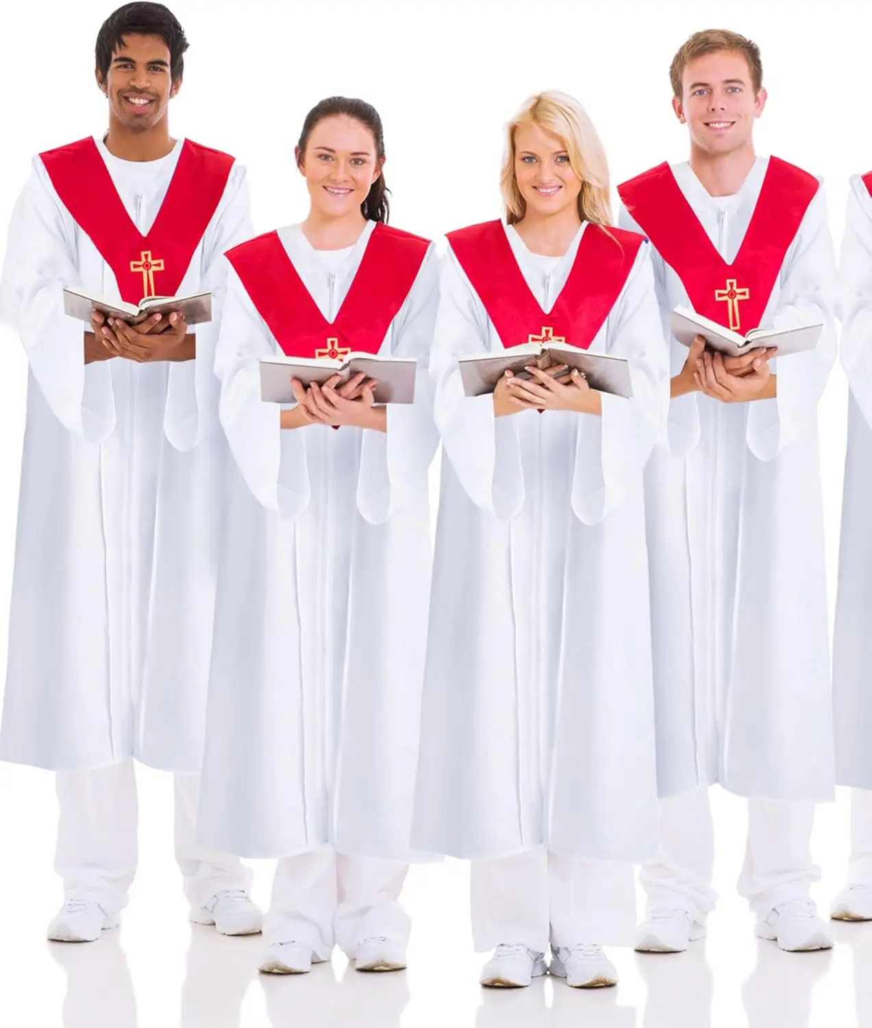 Wholesale Unisex Matte Choir Robes for Church White Baptism Graduation Gown Confirmation Pulpit Judge Costume Adults 4
