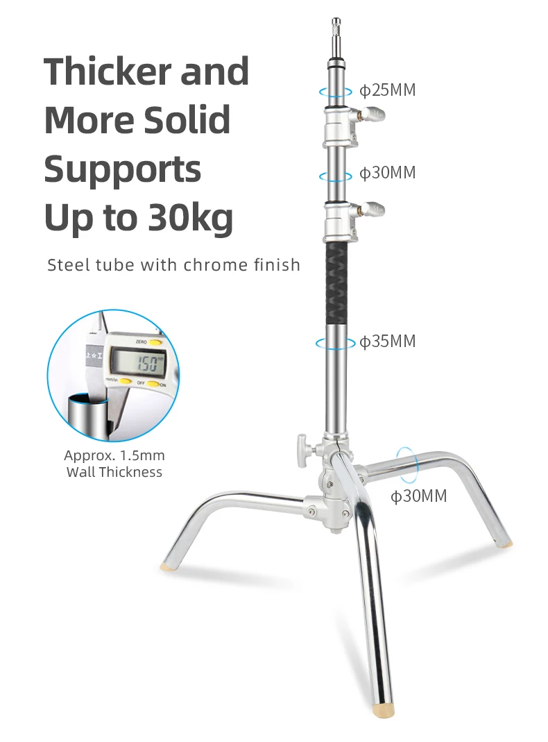 20 Inch Photography C-Stand Anti-slip Stainless Steel Light Stand With Extensio
