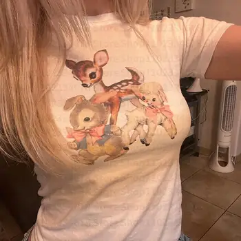 Top anni 2000 Estetica Streetwear T-shirt da donna Casual Gotico anni '90 Vintage Grunge Lettera T-shirt a maniche corte Stile Y2k Crop Top 1