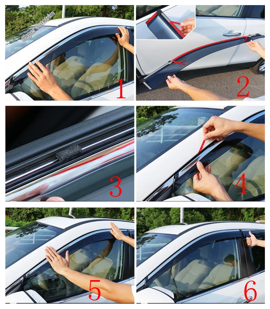 TEMAK 4 Stück Auto Windabweiser für Nissan Qashqai 2015-2021, Auto  Fenstervisiere Regenschutz Wind Regenschutz Vent Shades Guard Deflector