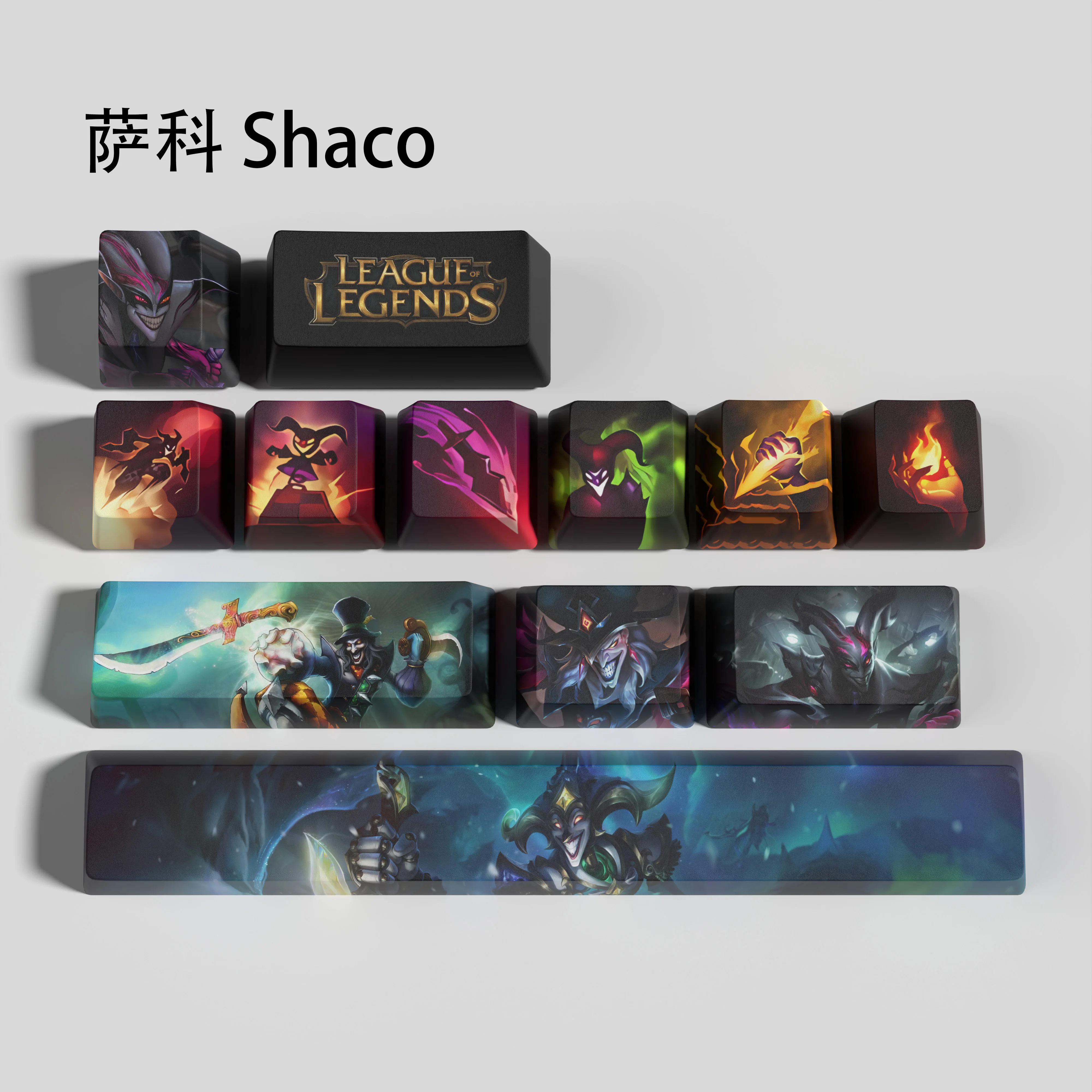 League of Legends Shaco Game Keycaps Perfil Oem Pbt Dye Sub 12 Chaves - Imagem 5