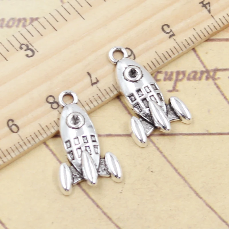 매력 미사일 로켓 우주선 23x14mm 티베트어 실버 컬러 펜던트 골동품 보석 만..