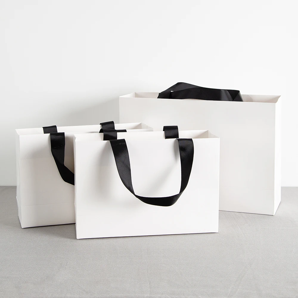 Custom Logo 50Pack Paper Gift Bags with Handle 43x14x31cm Welcome Present Thank You Bag for Wedding Bridal Shower Shopping Party