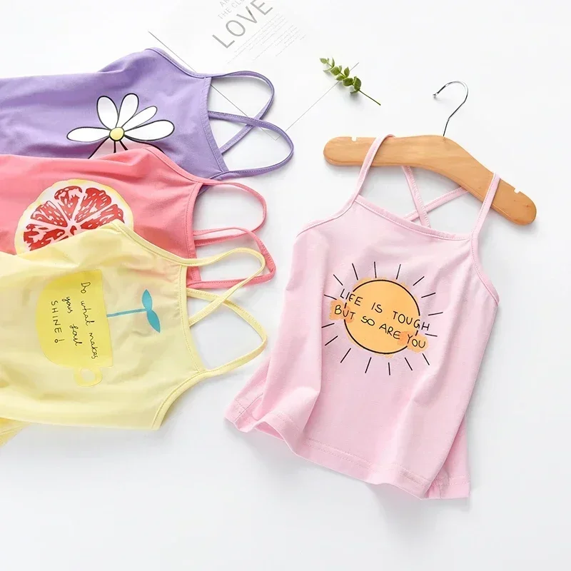 Girls Tops Camisoles Toddler Baby Shirts Cartoon Undershirt Sleeveless T-shirt Children's Underwear for kids underwear,kids tops