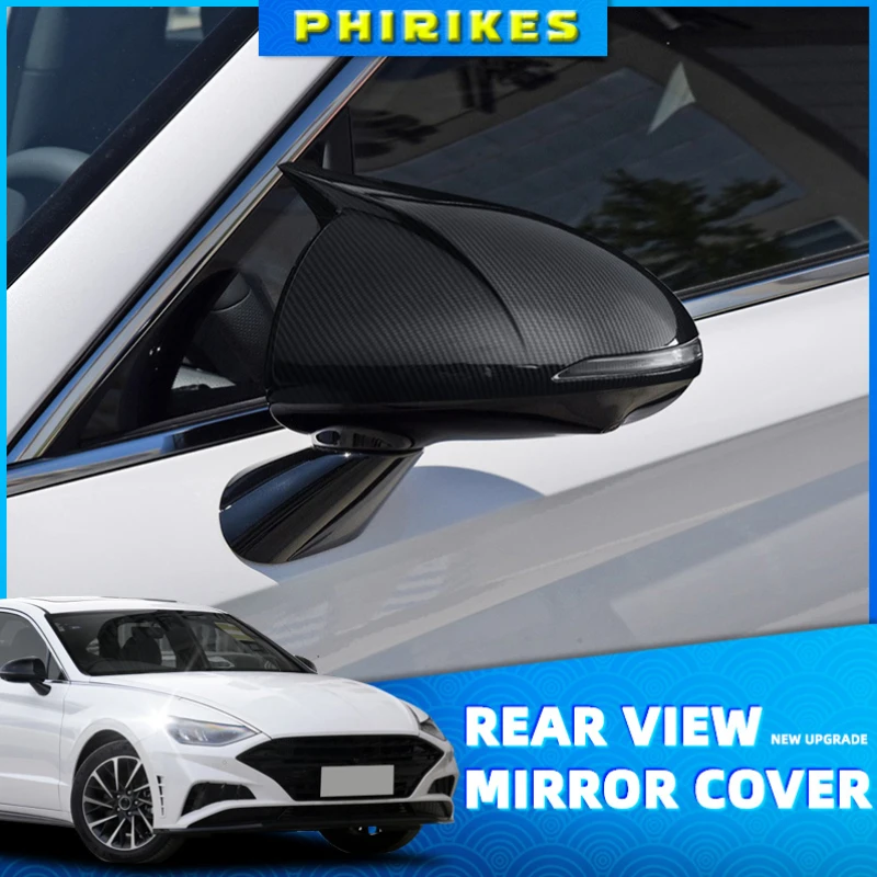 

Pair Side Wing Door Mirror Cover Cap Fit For Hyundai Sonata DN8 2020-2021 Chrome Carbon Fiber Black Rear View Mirror Covers Trim