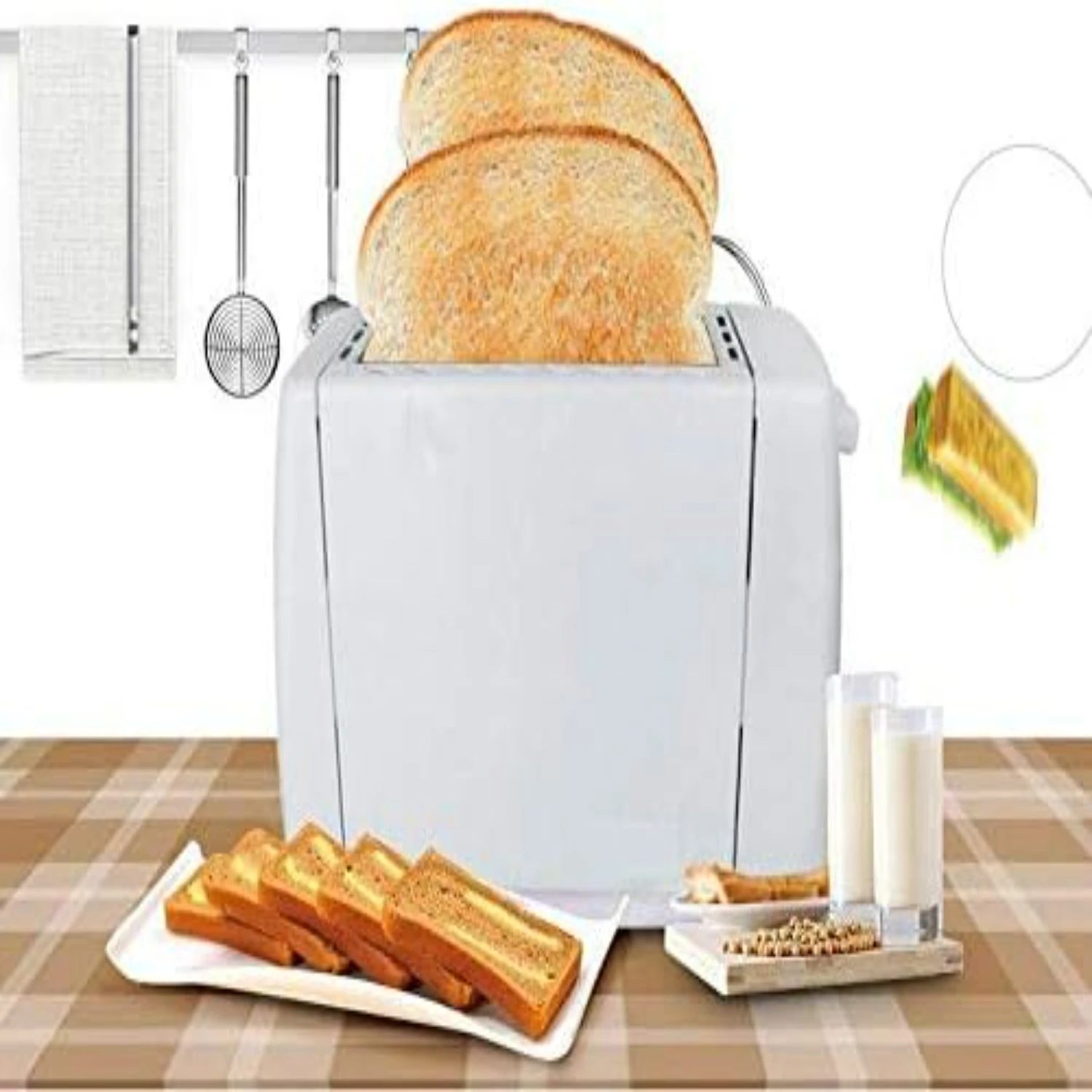 Practical, Extra Wide, Stainless Steel 2-Slice Toaster with Removable Crumb Tray and 6 Perfect White Settings-The Ideal Breakf
