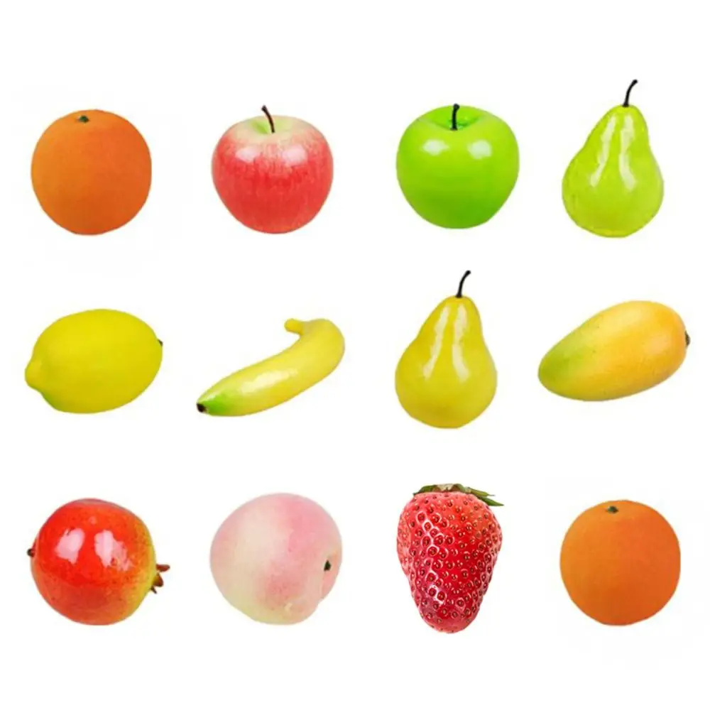 12PCS Artificial Fruits Vegetables Food Model Kitchen Landscape Home Decor Desktop Ornament Photo Prop