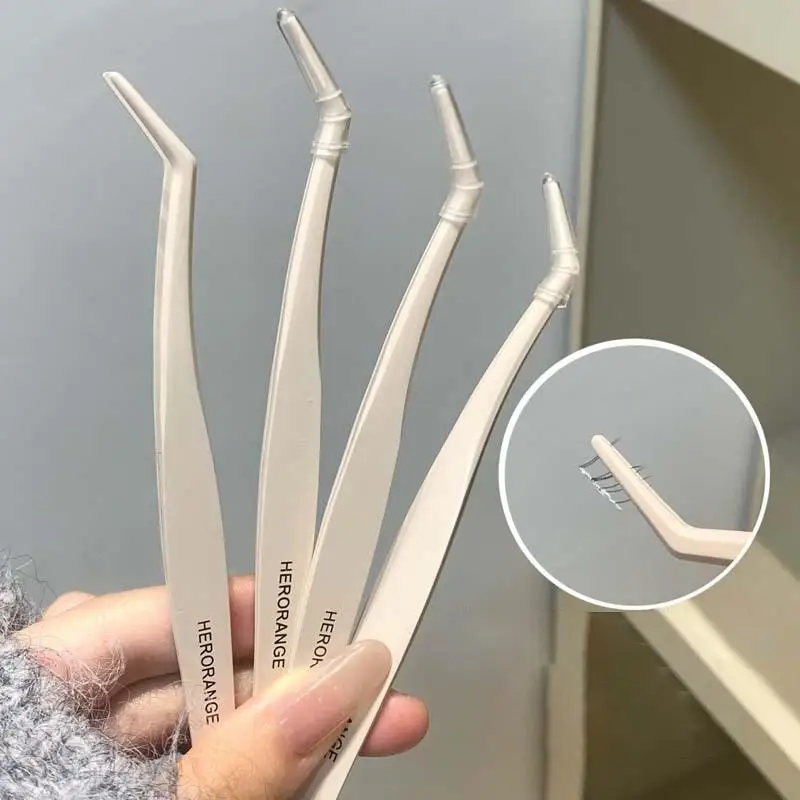 1Pc 안티 스틱 핀셋 끈적이지 않는 DIY 둥근 디자인 전문 접목 안티 스틱 글루 프리 인조 속눈썹 핀셋.