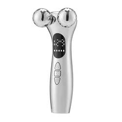 Electric Face Lift Microcurrent Beauty Roller with LED Display (Silver)