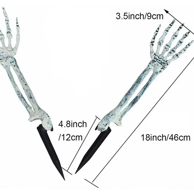 1-4PCS Halloween Imitation Hand Bone Skeleton Halloween Yard Floor Inserted Ghost Hand Bone Ghost Festival Dress Up Props