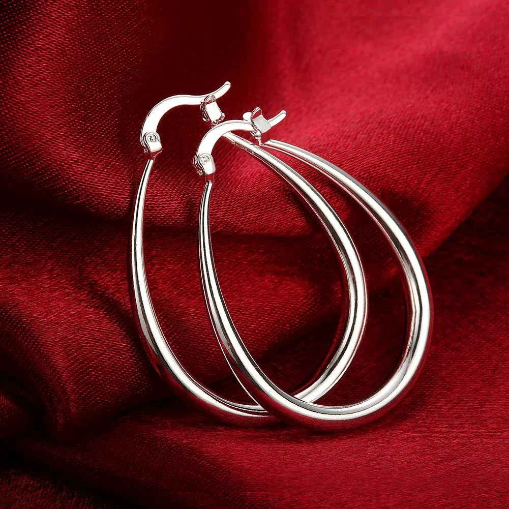 

Серьги-кольца женские гладкие серебряные, 41 мм