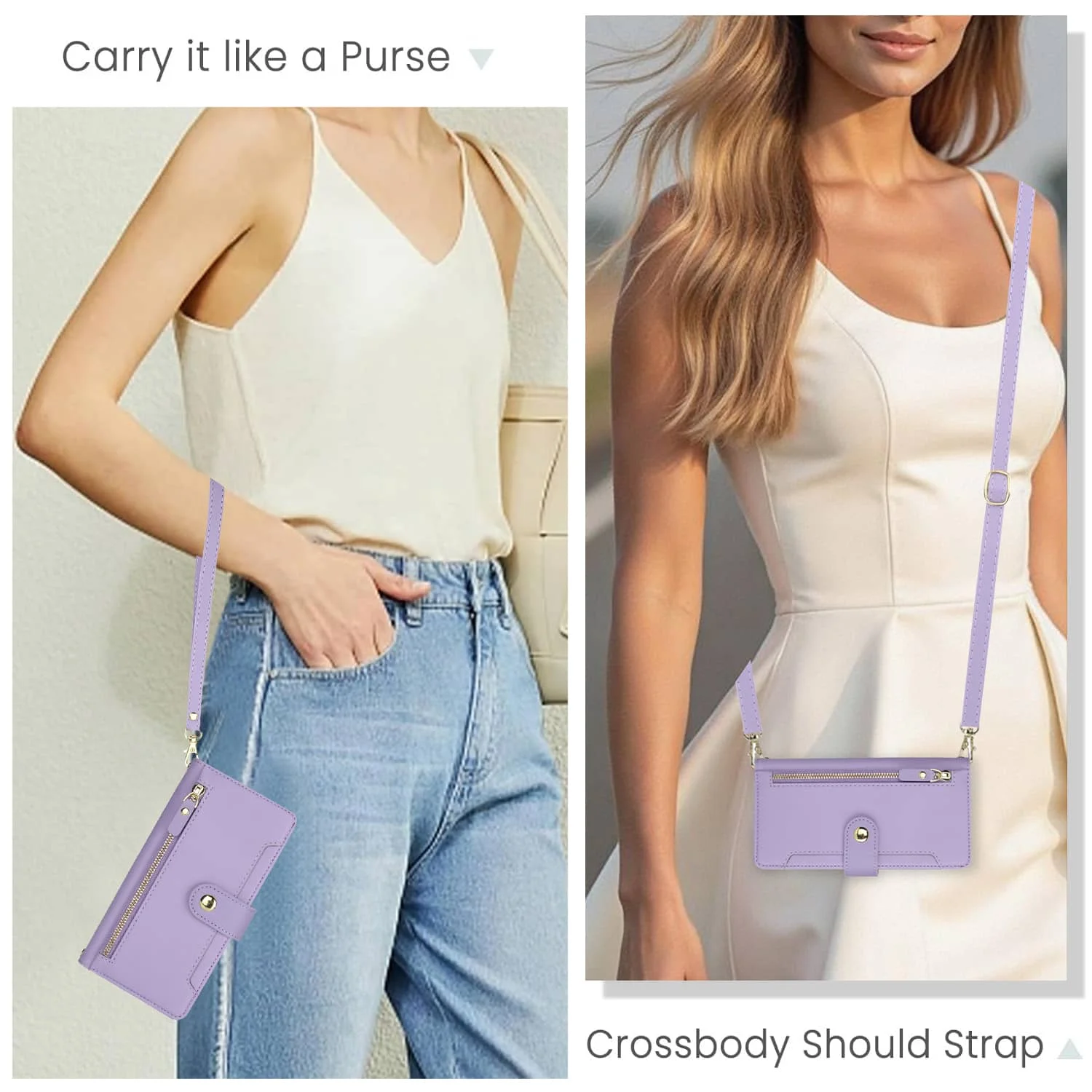 Zipper Pocket Flip Wallet Case with Card Holder Slot