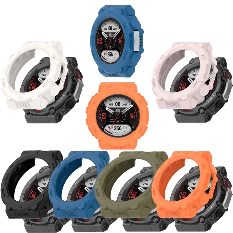 Suitable for Huami Amazfit T-Rex 2 soft silicone TPU protective sleeve frame watch screen protector case apple watch screen protector case watch case watch protective case watch cover watch protective cover tpu protective case bumper protective case