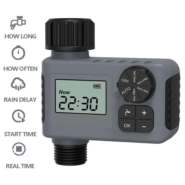 Automatikus Kerti Öntözés Időzítő Nagy Képernyőn Megjelenő Öntözéskézi Akkumulátorral Működtetett Vízálló Digitális