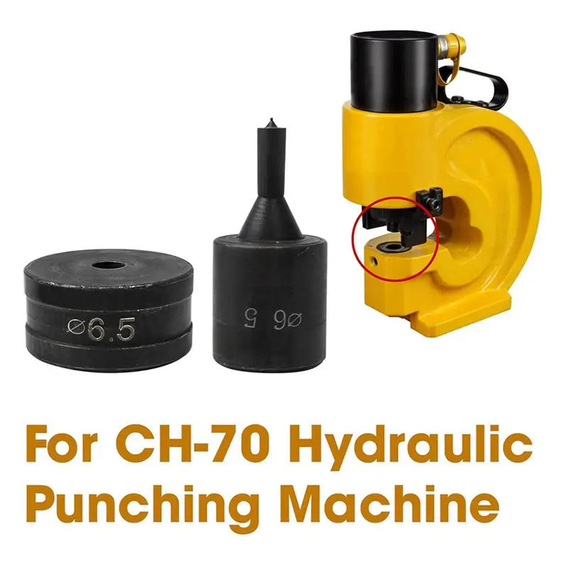 2025 핫 스타일 유압 홀 펀치 CH70 CH-70 기계용, 6.5mm 유압 펀칭 라운드 다이 툴 2개, 블랙