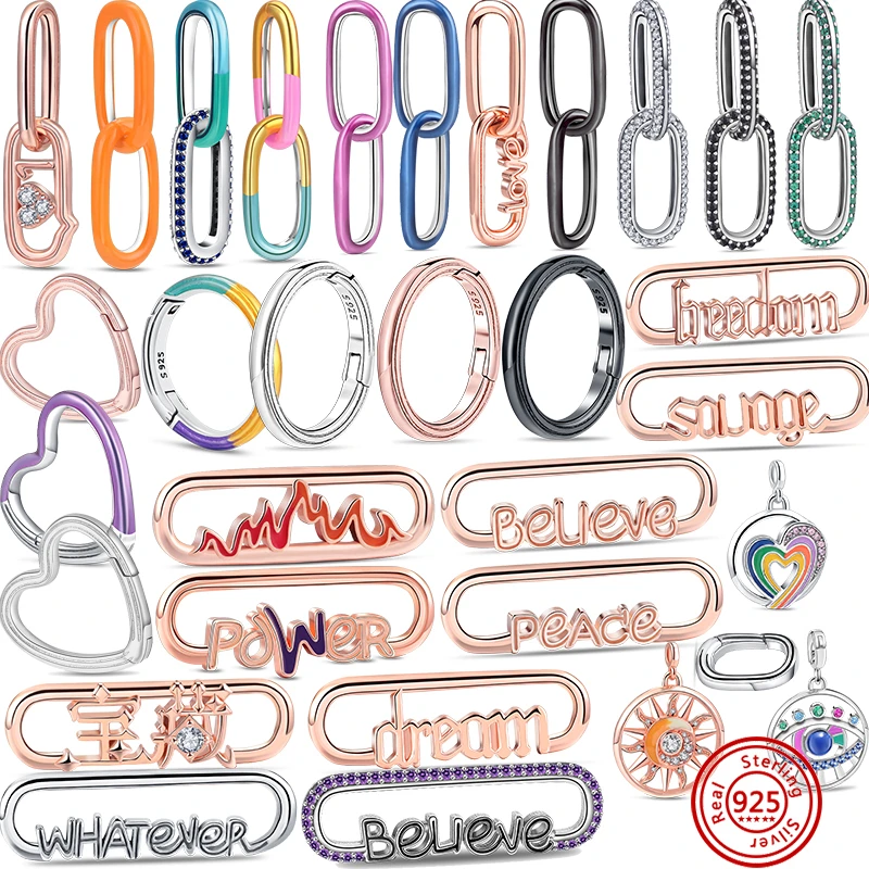 

100% 925 Silver 2022 New ME Collection Connector Fit Original Pandora Fashion Charm Pendant Bracelet DIY Jewelry Women Gift