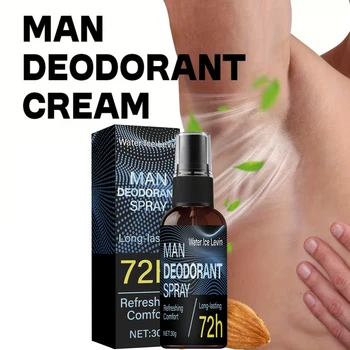 Men Deodorant Spray. 72h Long Lasting Odor Control. Moisturizes Skin Comfort Refresh. Strong Effective Formula. 30g Net. 1
