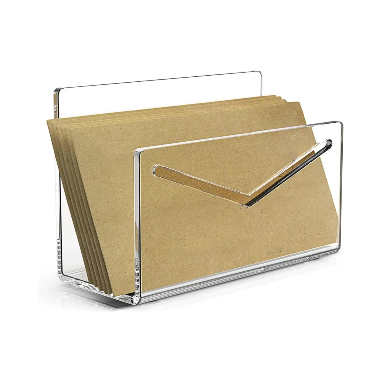 Acrylic Mail Holder File Organizer Clear Letter Holder Envelope Holder Countertop Acrylic Mail Sorter for Countertop Desk Home