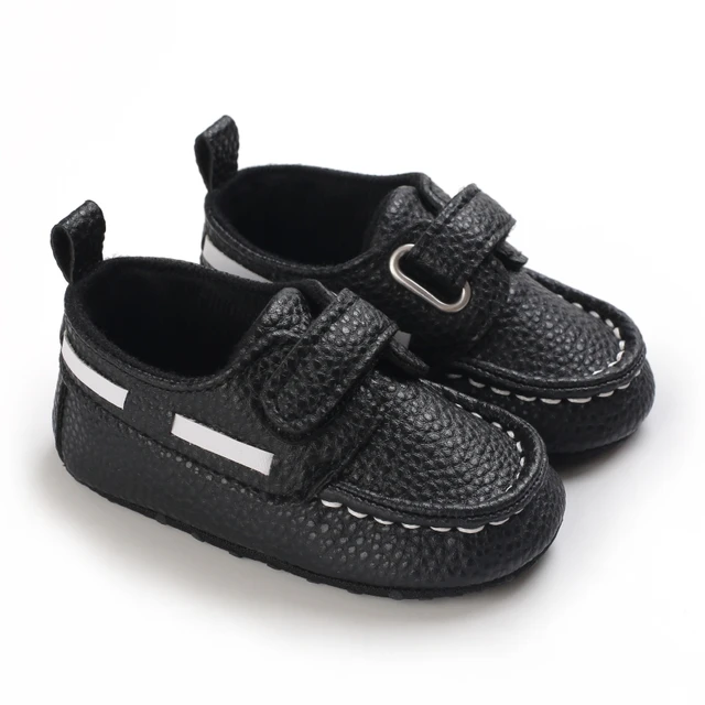 Baby Shoes Boy Newborn Infant Toddler Casual Comfor Cotton Sole Anti-slip PU First Walkers Crawl Crib Shoes Baptism Slippers E33 black