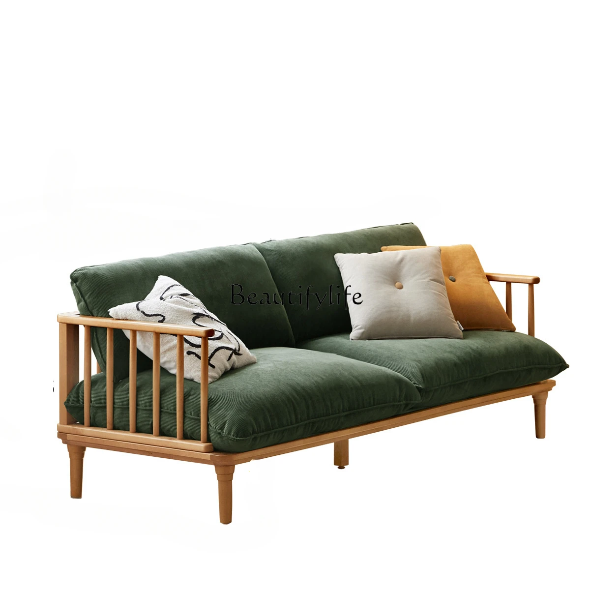 

Однотонный деревянный диван, простой современный диван из вельветовой ткани, домашний трехместный диван для гостиной