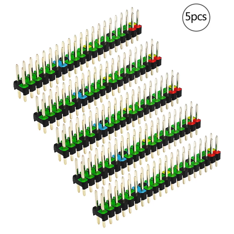 

5pcs 2 X 20 Pin Male GPIO Header for Raspberry Pi Zero Colorful Mark Prevent Wrong Plug Stacking Header Extend