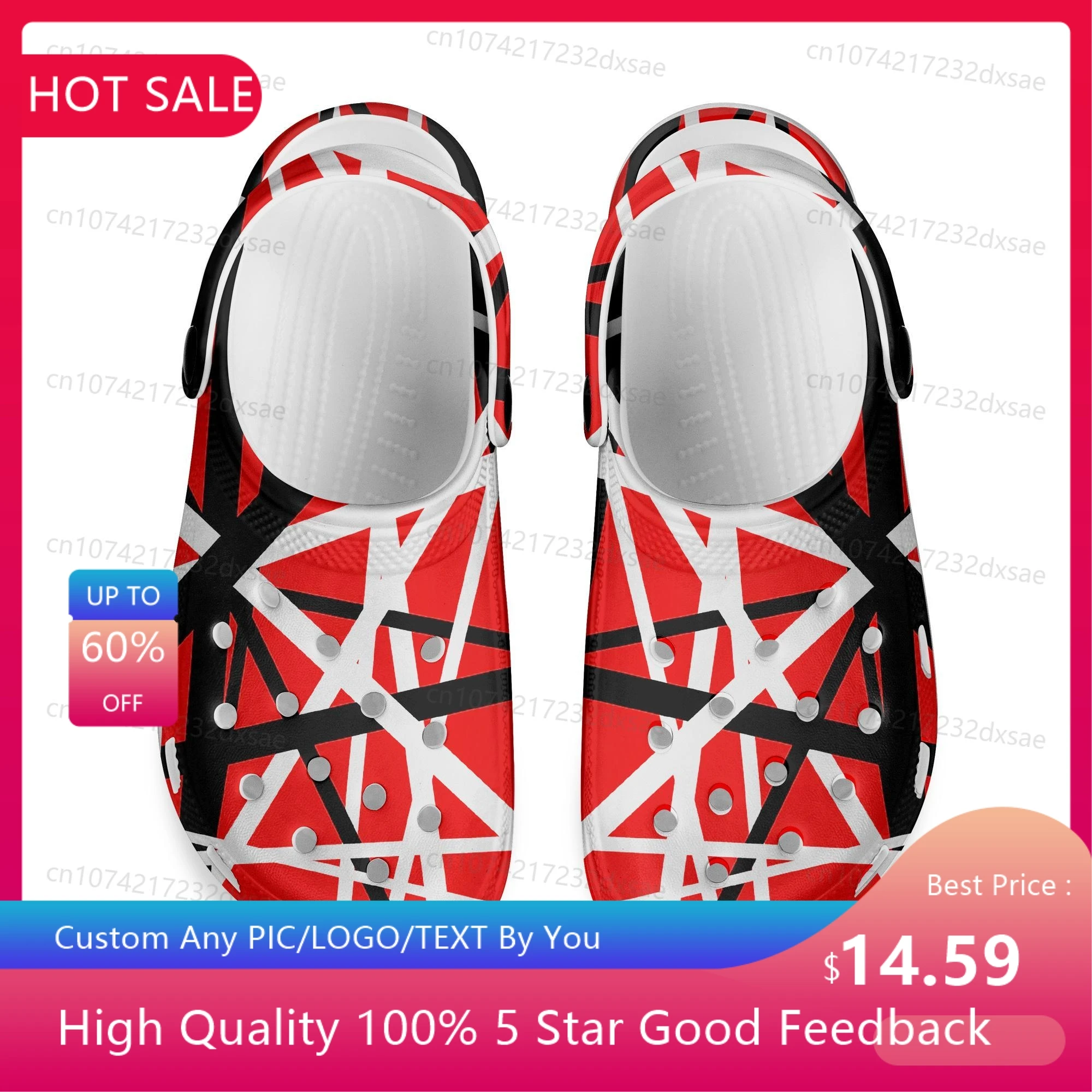 

Фургон Evh 1984, домашние сабо в полоску, оригинальная обувь для воды, мужская и женская обувь для подростков, детская обувь, рок-группа 5150, тапочки с отверстиями для пляжа