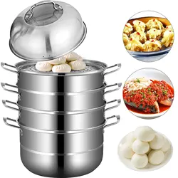 VEVOR 5 Layer Food Steamer 28cm 30cm Stainless Steel Stock Pot for Home Steaming Dumplings Vegetables Rice Cooking Steamed Dish