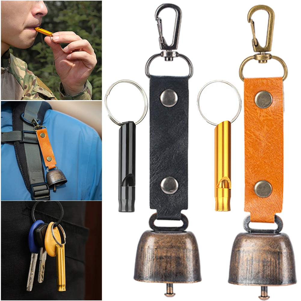 Loud Bear Bell with Emergency Whistle Set with Magnetic Silencer Bear Repelling Bell Hanging for Deterrent