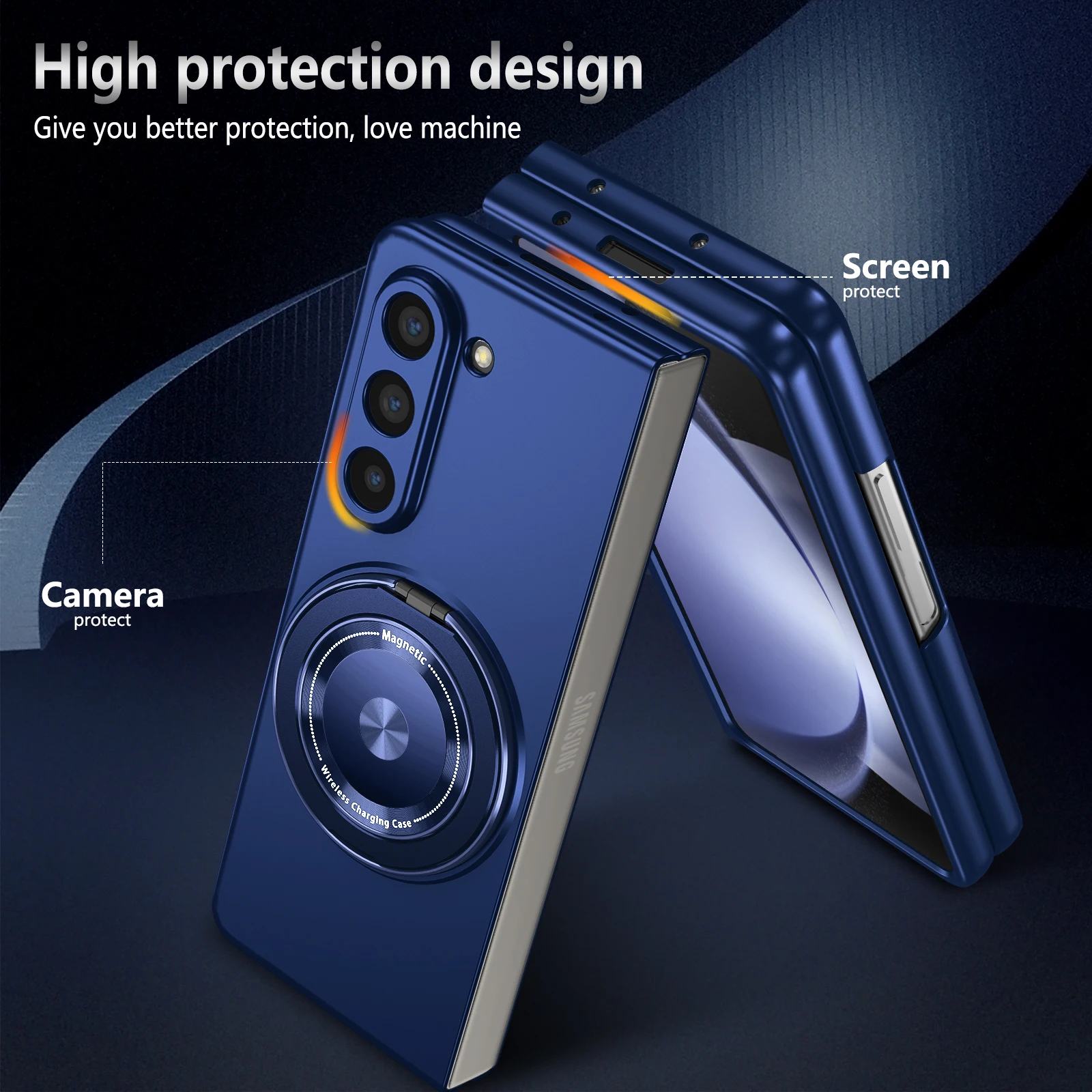 Magnetic Wireless Charging Case with 360° Rotating Stand Holder - Protective Cover