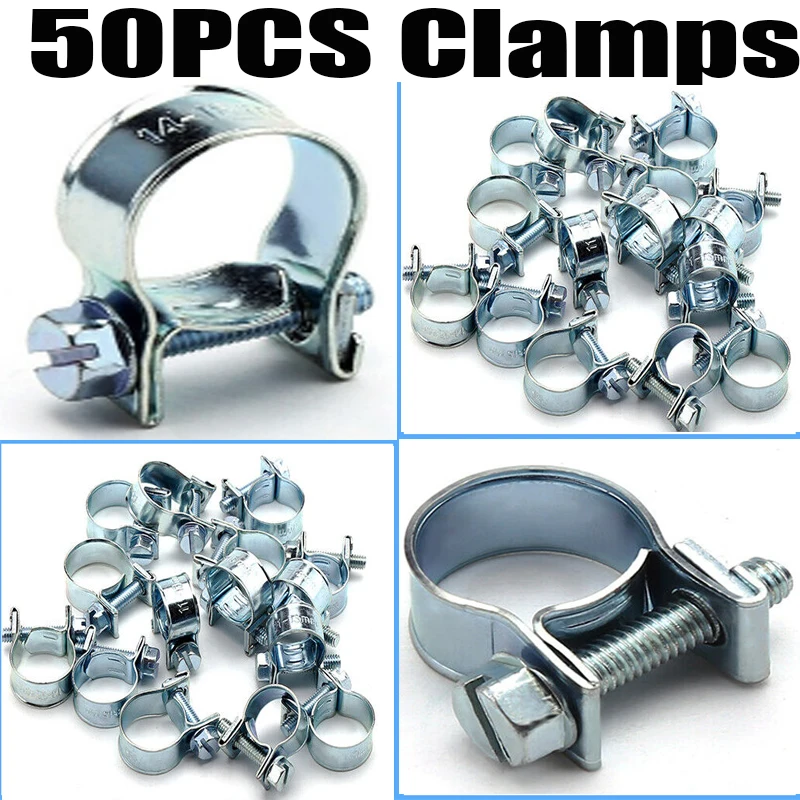 Free Shipping 50pcs Hose Clamps 7mm17mm Mini Clamp Fuel Pipe Hose Clip