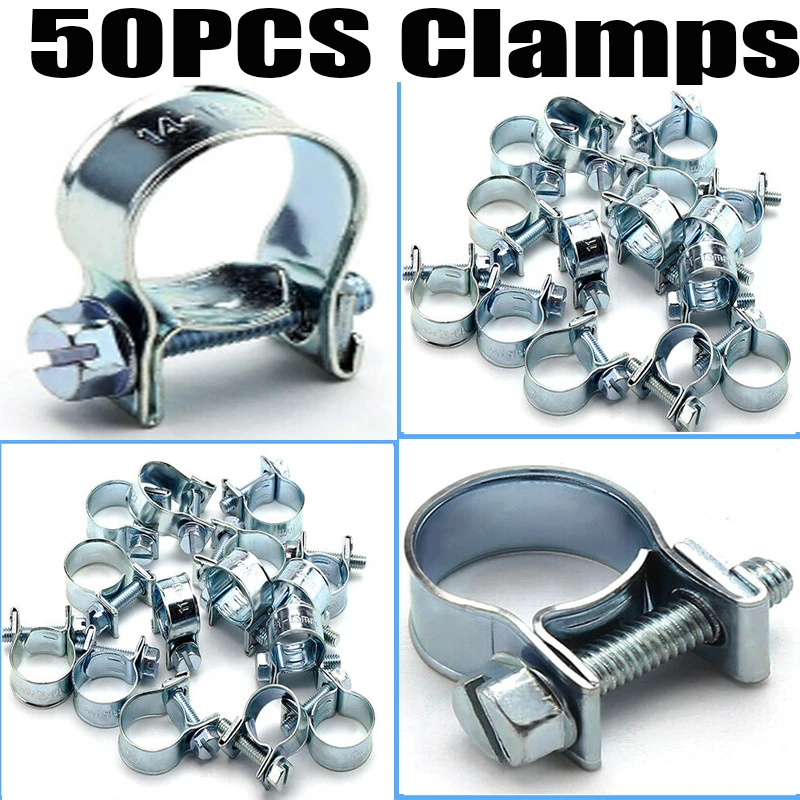 Free Shipping 50pcs Hose Clamps 7mm17mm Mini Clamp Fuel Pipe Hose Clip