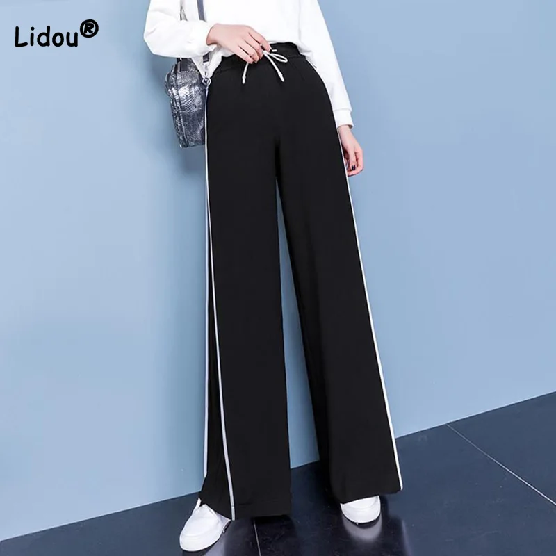 High Waist Fashion Black White Striped Wide Leg Pants Muslim Women Casual  Wear Full Length Loose Trousers Matching Belt - China Muslim Dress and  Islamic Clothing price