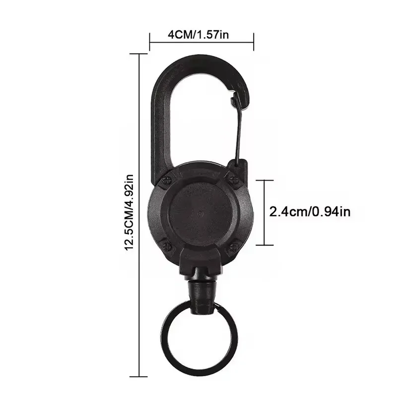 Retractable Key Chain 1pcs Heavy Duty Retractable Pull Badges ID Reel Carabiner Steel Wire Rope Buckle Key Holder Outdoor