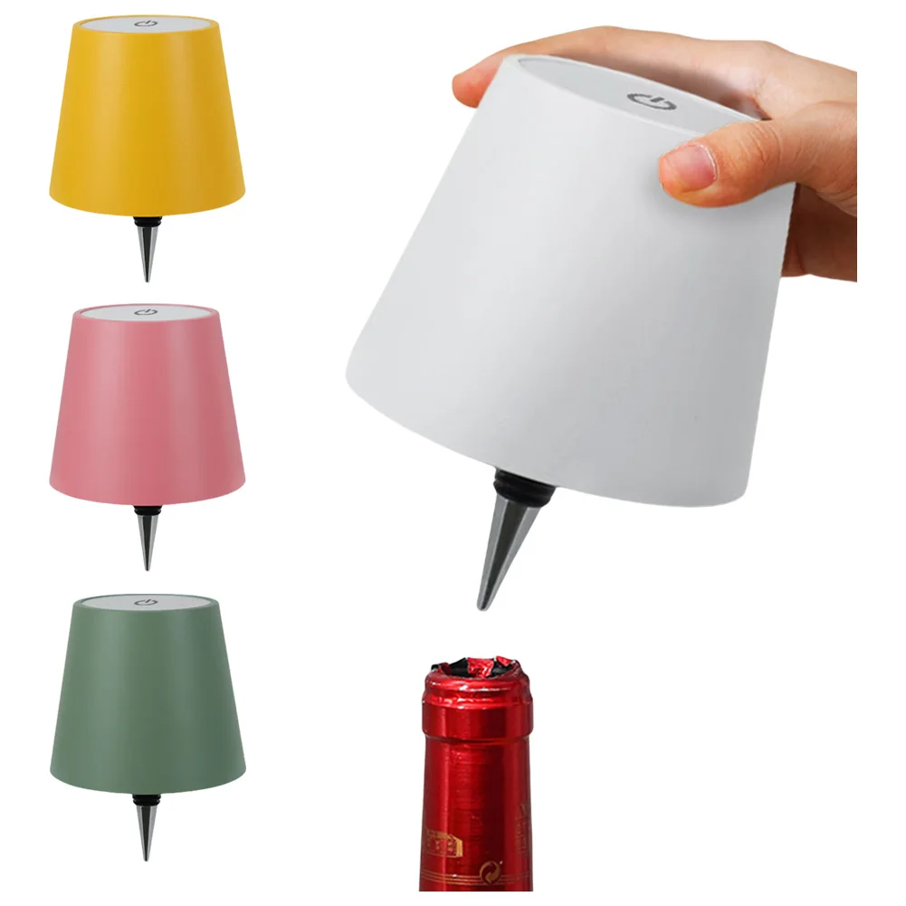 Wireless Bottle Lamp Portable Bottle Light Head 3 Light Color Touch Control Bottle Light Type-c Charging for Restaurant & Bar