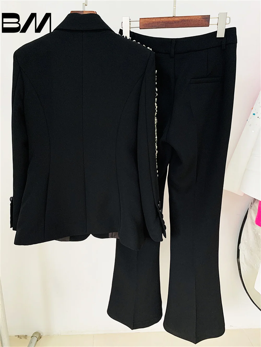 Elegant Heavy Industry Embroidered Sequin Blazer Pants Suit Two-piece Set 2PCS Women Office Wedding Women's Suit Suit