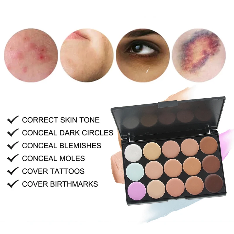 Concealer Palette Multifunction Concealer Palette Cream Texture Covers Acne Marks Dark Circles 15 Colors Face Makeup Waterproof Make up Cosmetics makeup concealer waterproof concealer face concealer concealer palette