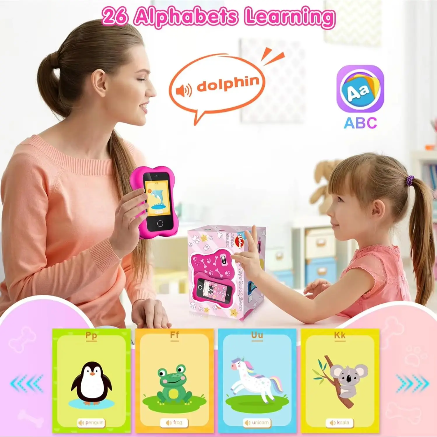 VATOS Kids Learning Smart Cell Phone Toy Girls Boys Cute Educate Mobile Phone Touchscreen Dual Camera Gift for Kids Ages 3~10 3